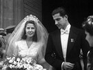 Vévodkyn z Alby a její první manel Luis Martinez de Irujo (12. íjna 1947)