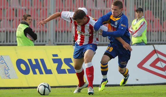 Momentka z duelu Brno - Varnsdorf (v modrém).