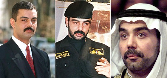Latíf Jahíja (vlevo a uprosted), dvojník Saddámova syna Udaje (vpravo)