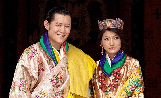Bhútánský král Jigme Khesar Namgyel Wanghung a královna Jetsun Pema