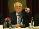 Prezident Václav Klaus na diskusi zastánc boje proti krovci. (12. íjna 2011)