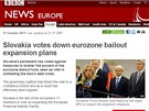 Slovensko neodhlasovalo navýení záchranného fondu (12. íjna 2011)