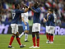 ZVLÁDLI JSME TO. Fotbalisté Francie se radují z postupu na Euro 2012. Na snímku