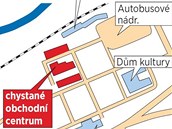 Plánek umístění nového obchodního centra ve Zlíně