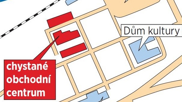Plánek umístění nového obchodního centra ve Zlíně