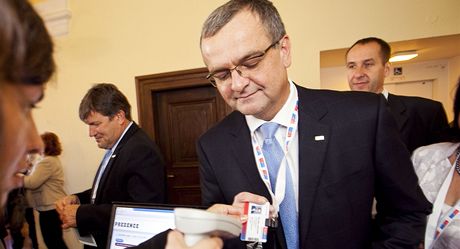 Miroslav Kalousek na snmu TOP 09. (23. jna 2011)