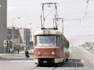Oblíbeným motivem pro propaganí fotografie moderní praské tramvajové dopravy...