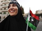 Libyjka oslavuje konený pád nenávidného reimu v jordánské metropoli Ammán