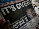 "Je konec," píí tvrtení noviny k dopadení Muammara Kaddáfího. (21. íjna...