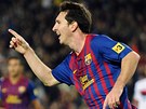HATTRICK. Lionel Messi z Barcelony se raduje ze své tetí trefy do sít