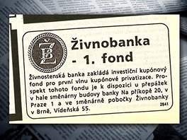 Inzerce investinho fondu ivnobanky ped prvn vlnou kupnov privatizace