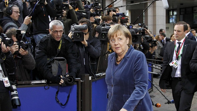 Nmeck kanclka Angela Merkelov na summitu v Bruselu.
