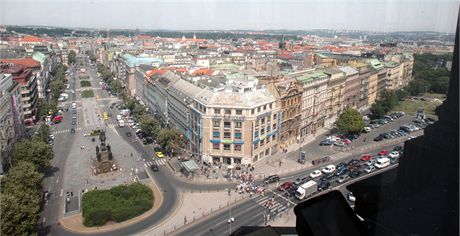 Roh Václavského námstí a Washingtonovy ulice. 