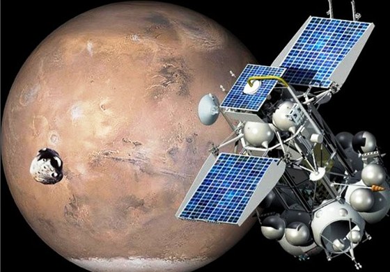 Takto měla sonda obíhat kolem Marsu v představách výtvarníků.