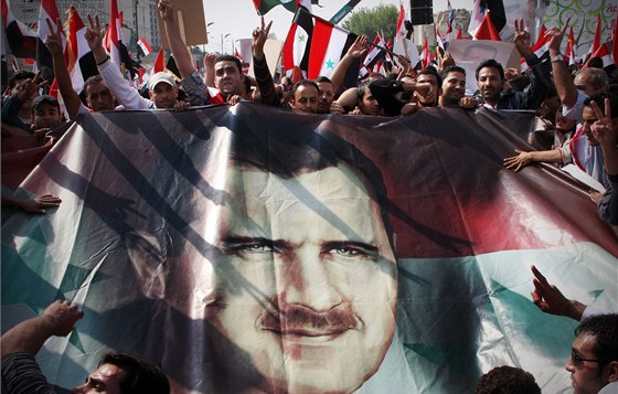 Demonstrace píznivc syrského vládce Baára Asada