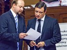Poslanci SSD Jeroným Tejc a David Rath ve Snmovn pi projednávání reforem v...