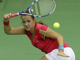 RETURN. Ruská tenistka Anastasia Pavljuenkovová musela v utkání proti Lucii...