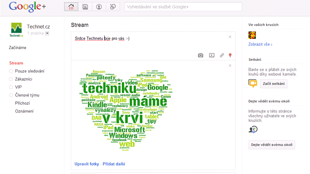 Sociální sí Google Plus se otevela organizacím a firmám, stránky na ní lze zaloit bhem nkolika minut.