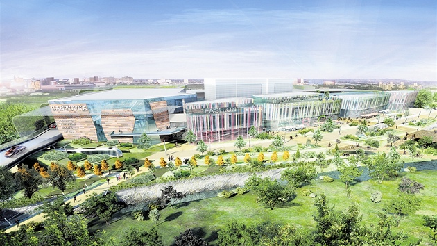 Jedna z vizualizací nabízejících pohled na budoucí nákupní centrum Šantovka.