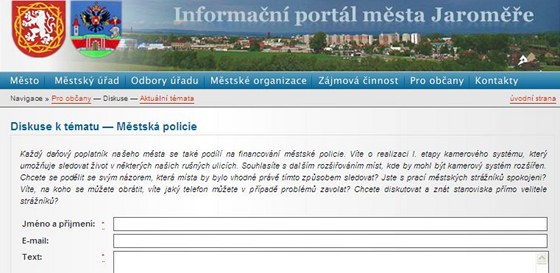 Diskuse o mstské policii na webu Jarome