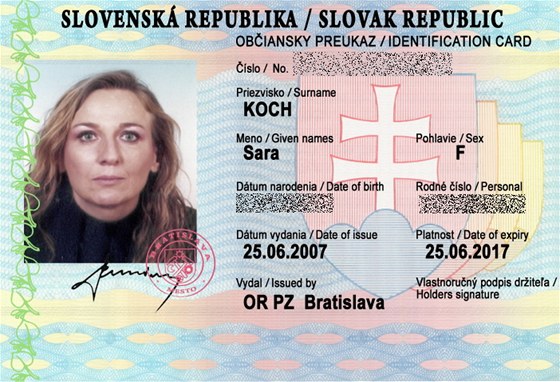 Jeden z padlaných slovenských doklad, které policie nala u