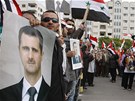 Demonstrace Asadových píznivc v Damaku (14. listopadu 2011)