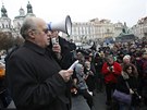 Protivládní demonstrace na Staromstském námstí v Praze. (17. listopadu 2011)