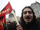 Na protivládní demonstraci na Staromstském námstí v Praze dorazili píznivci