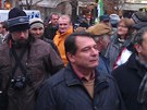 Na protivládní demonstraci na Václavském námstí dorazil i Jií Paroubek. (17.