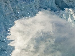 Z ela ledovce Svidjot na picberkách se práv láme obí ledová kra.