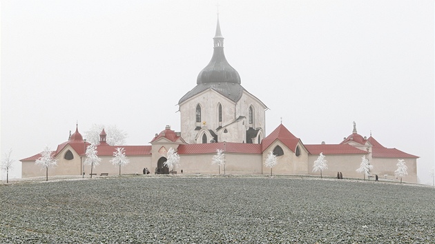 Inverze a námraza na poutním místě - kostele Sv. Jana Nepomuckého na Zelené hoře