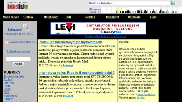 Technet.cz z v roce 1999