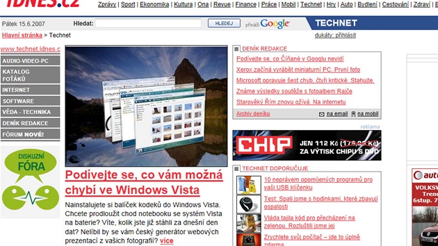 Technet.cz z v roce 2007