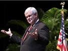 Newt Gingrich promlouvá k fanoukm v Charlestonu. (28. listopadu 2011)