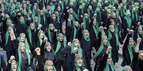 Píznivci hnutí Hizballáh v Bejrútu (6. prosince 2011)