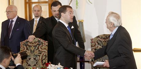 Milan Syruek pi rozhovoru s ruskm prezidentem Dmitrijem Medvedvem. (8.
