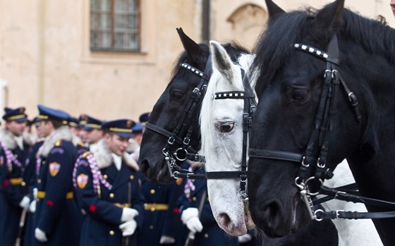 Slavnostní nástup Hradní stráe k 93. výroí jejího vzniku. (2. prosince 2011)