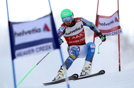 Amerian Ted Ligety na trati obího slalomu v Beaver Creeku.