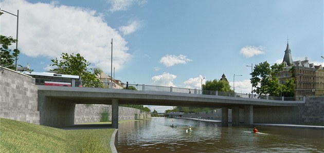 Takto má po pestavb vypadat most v Komenského ulici i s nov vybudovanou...