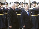 Prezident Václav Klaus pivítal na Praském hrad ruského prezidenta Dmitrije