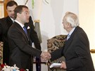 Milan Syruek pi rozhovoru s ruským prezidentem Dmitrijem Medvedvem. (8.