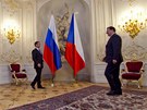 Prezident Ruska Dmitrij Medvedv navtívil Prahu. Audience se dokal i premiér
