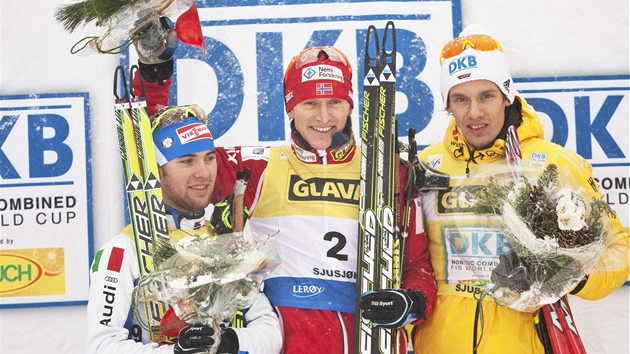 T�I NEJRYCHLEJ�Í. Ital Alessandro Pittin, vít�zný Haavard Klemetsen z Norska a