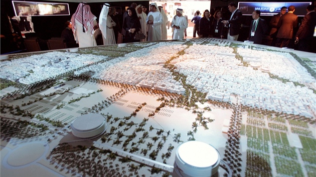 Trojrozmrný model msta, na které jsou Emiráty pyné, a jet není dostavno