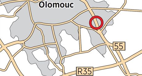 Nebezpen sek silnice I/55 v Olomouci u Solnch mln.