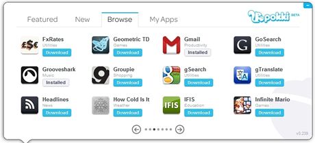 Pokki nabízí bohatý seznam internetových slueb a aplikací, ke kterým se mete