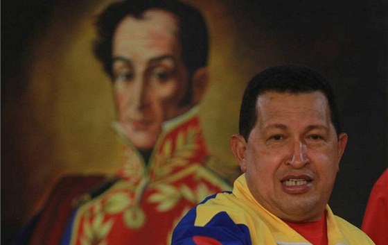 Venezuelský prezident Hugo Chávez a hrdina národnosvobozeneckého boje Simon