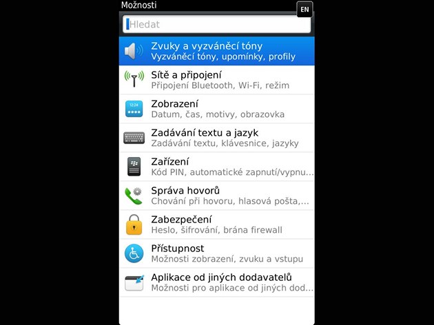 BlackBerry Torch 9860 uivatelské prostedí