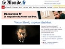 Titulní strana webových stránek francouzského deníku Le Monde (18. prosince