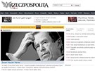 Titulní strana zpravodajského webu polského listu Rzeczpospolita v den úmrtí